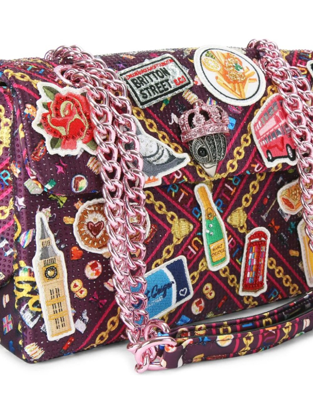 Kurt Geiger Kensington Crossbody Bag London Motif Crown Eagle Head Closure NWT